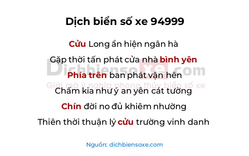 Dịch thơ biển số 94999