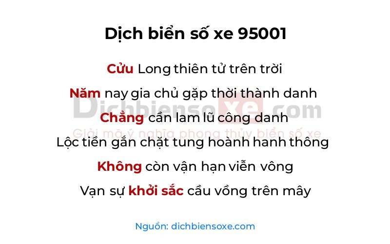 Dịch thơ biển số 95001