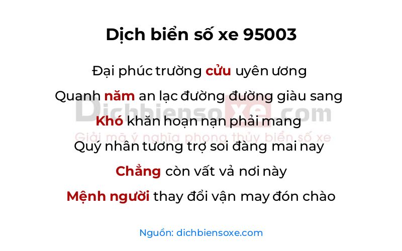 Dịch thơ biển số 95003