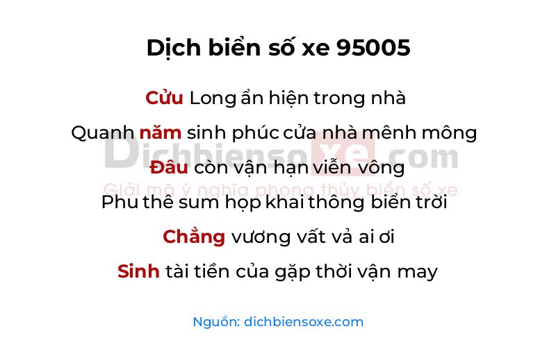 Dịch thơ biển số 95005