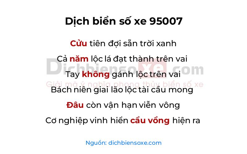 Dịch thơ biển số 95007