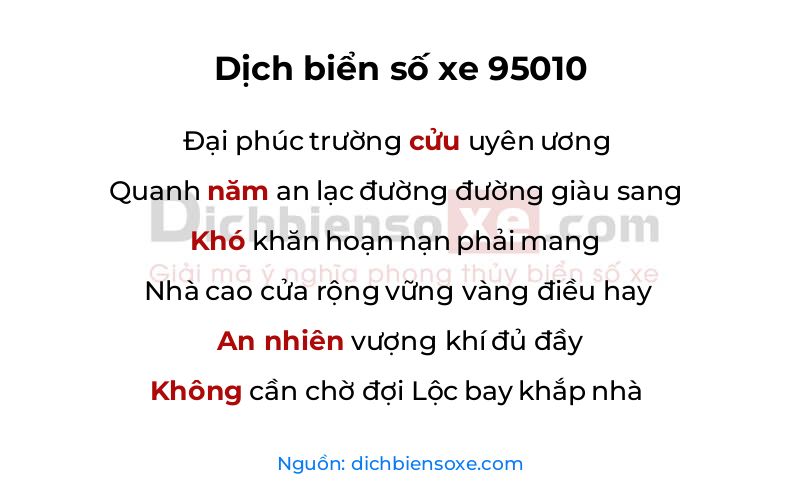 Dịch thơ biển số 95010
