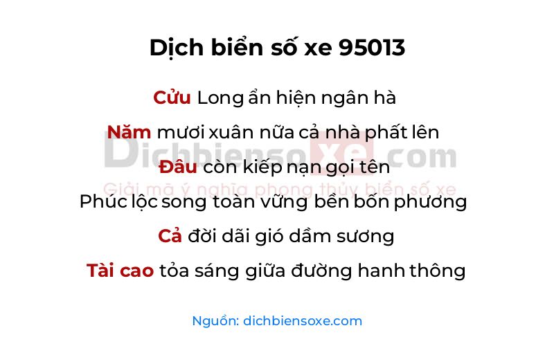 Dịch thơ biển số 95013