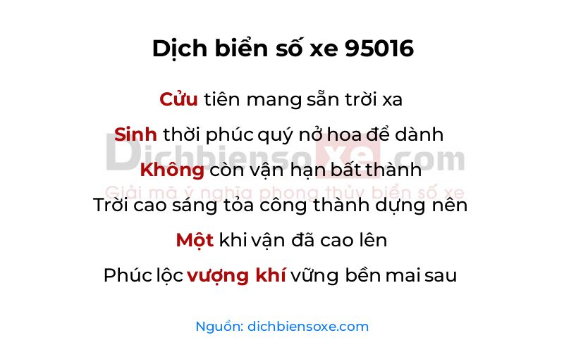 Dịch thơ biển số 95016