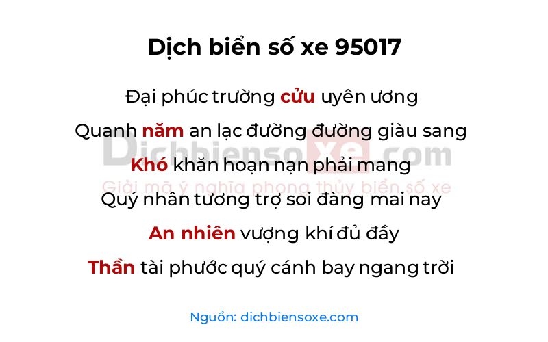 Dịch thơ biển số 95017