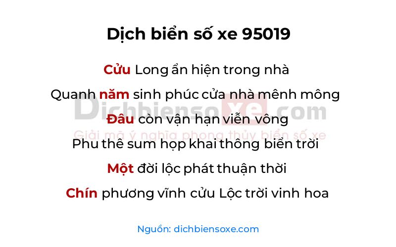 Dịch thơ biển số 95019