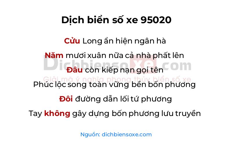 Dịch thơ biển số 95020
