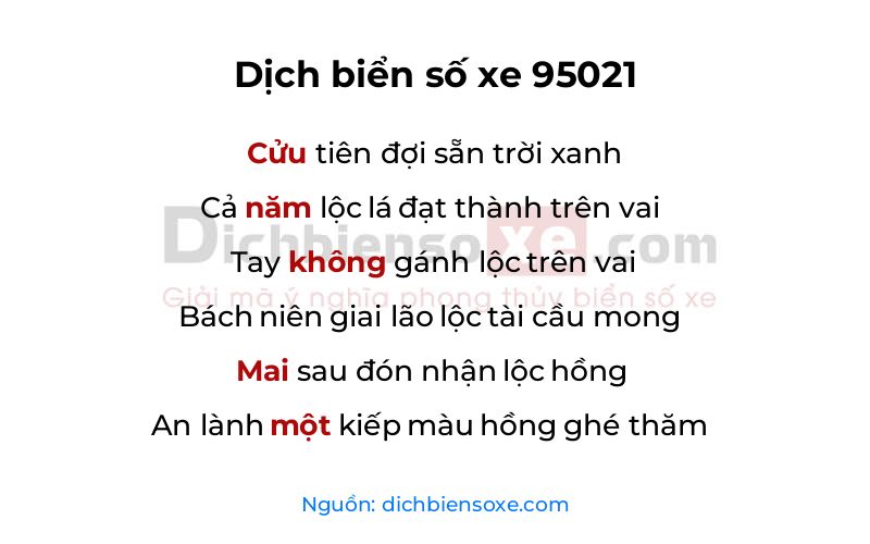 Dịch thơ biển số 95021