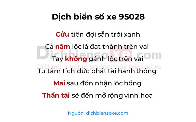 Dịch thơ biển số 95028