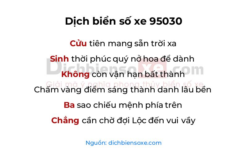 Dịch thơ biển số 95030