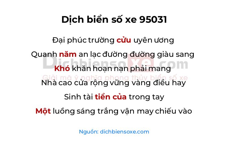 Dịch thơ biển số 95031