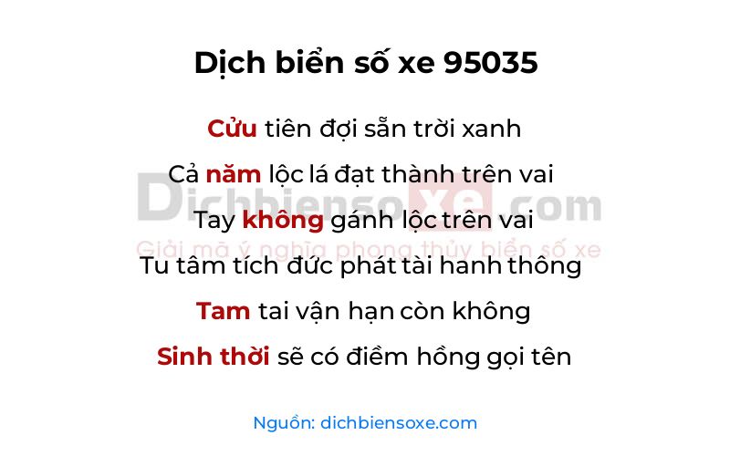 Dịch thơ biển số 95035
