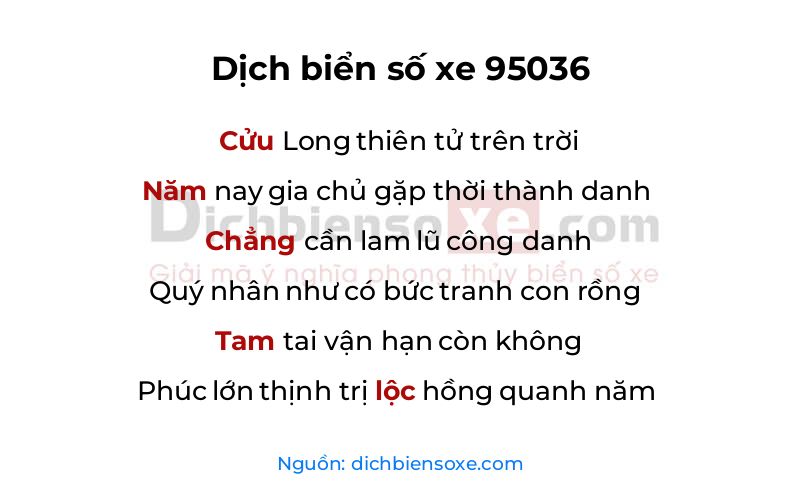 Dịch thơ biển số 95036