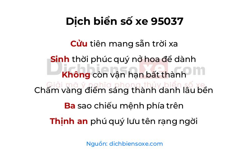 Dịch thơ biển số 95037