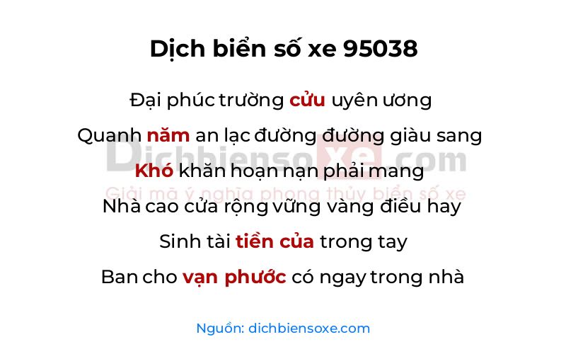 Dịch thơ biển số 95038