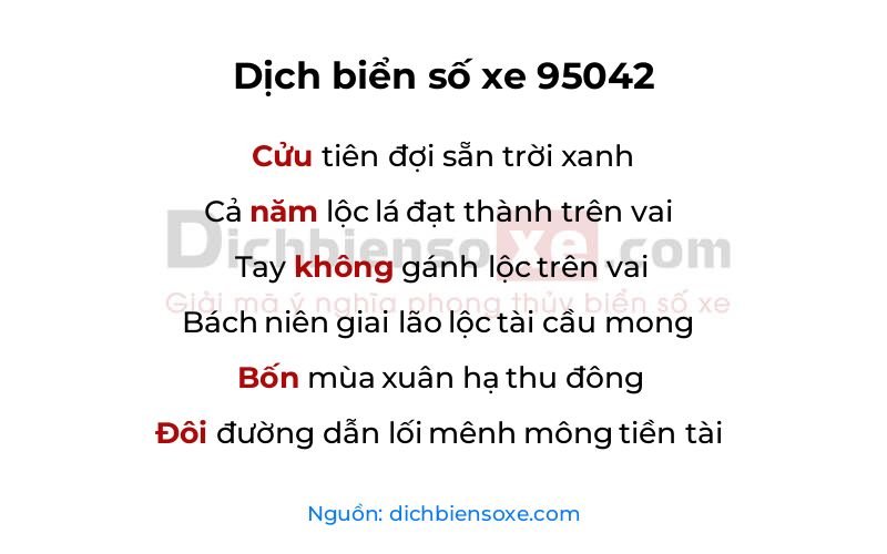 Dịch thơ biển số 95042