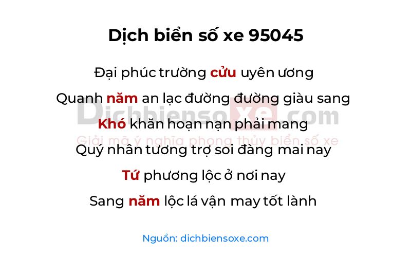 Dịch thơ biển số 95045
