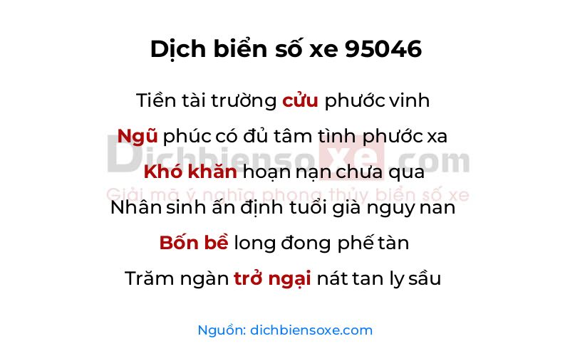 Dịch thơ biển số 95046