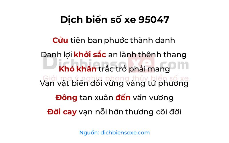 Dịch thơ biển số 95047