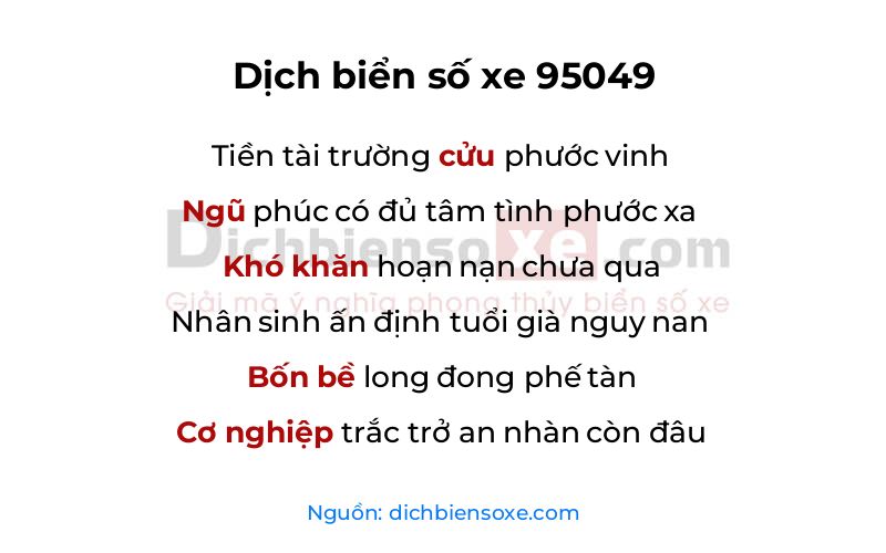 Dịch thơ biển số 95049