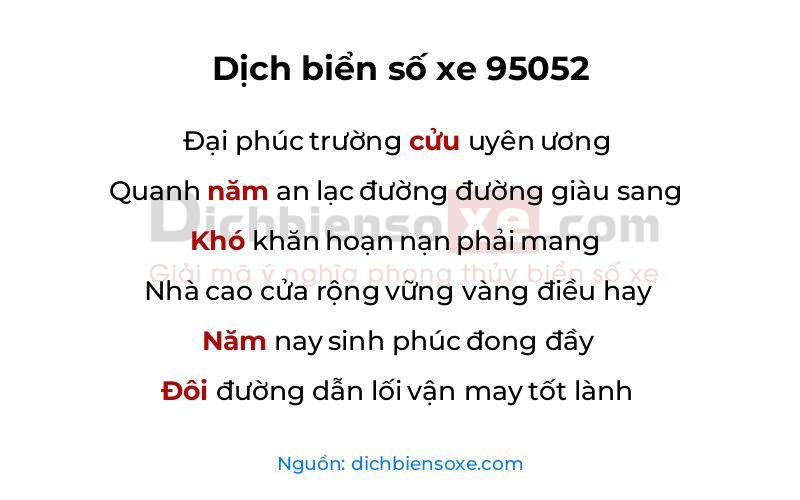 Dịch thơ biển số 95052