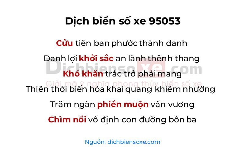 Dịch thơ biển số 95053