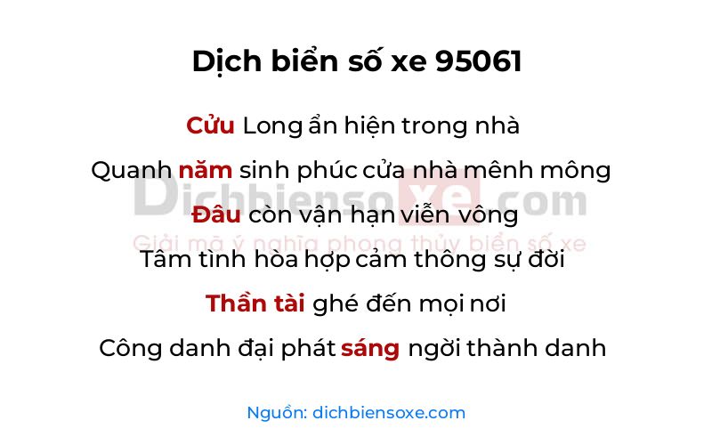 Dịch thơ biển số 95061