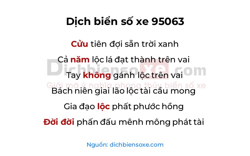 Dịch thơ biển số 95063