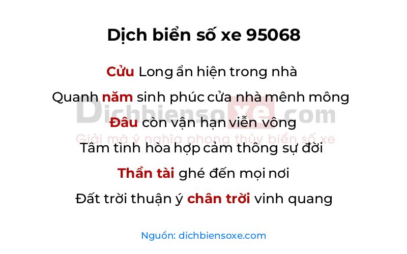 Dịch thơ biển số 95068