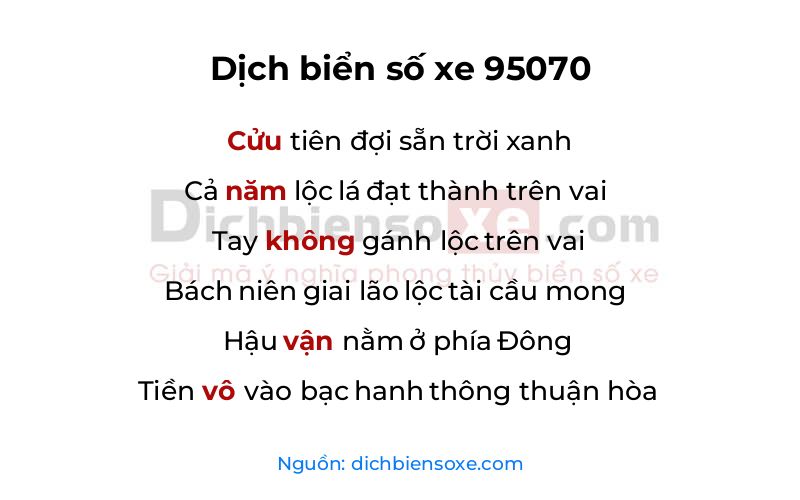 Dịch thơ biển số 95070