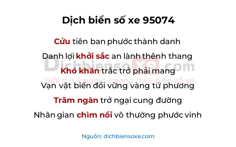 Dịch thơ biển số 95074