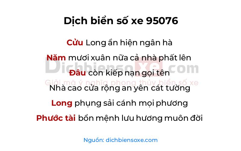 Dịch thơ biển số 95076