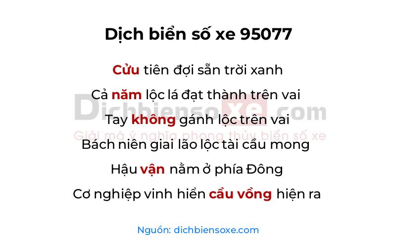 Dịch thơ biển số 95077
