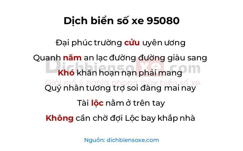 Dịch thơ biển số 95080