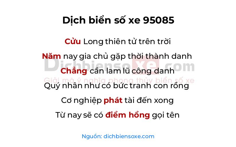 Dịch thơ biển số 95085