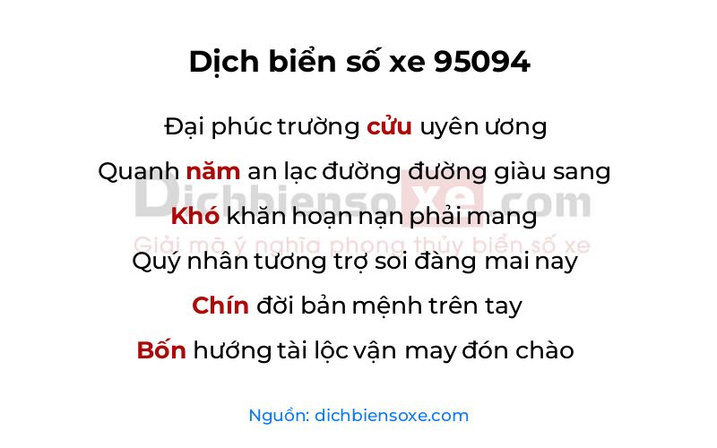 Dịch thơ biển số 95094