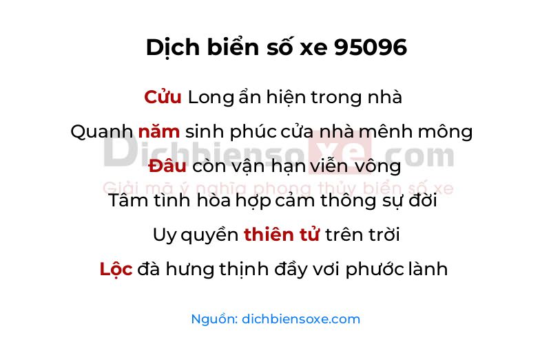 Dịch thơ biển số 95096