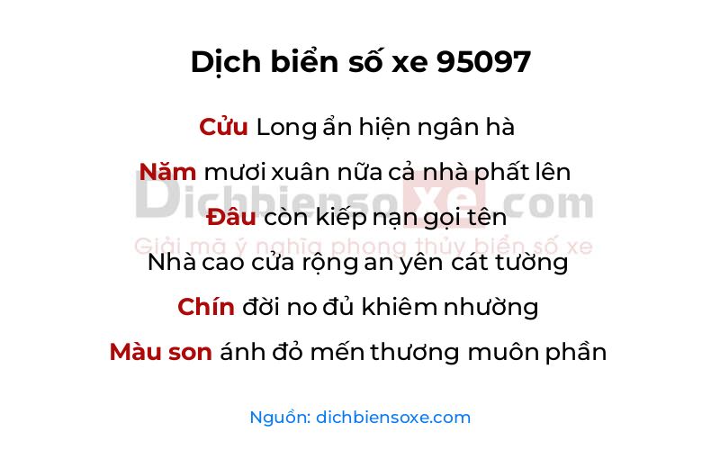 Dịch thơ biển số 95097