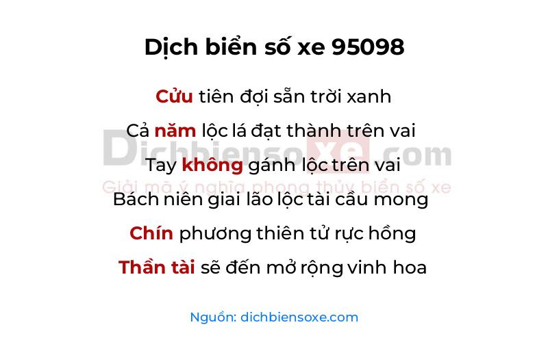 Dịch thơ biển số 95098