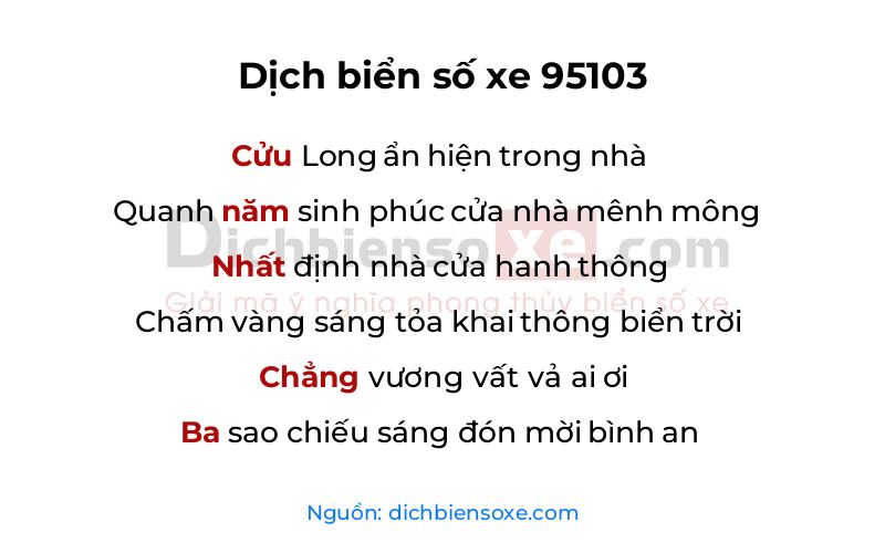 Dịch thơ biển số 95103