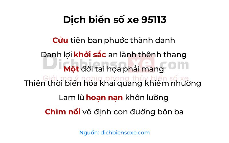 Dịch thơ biển số 95113