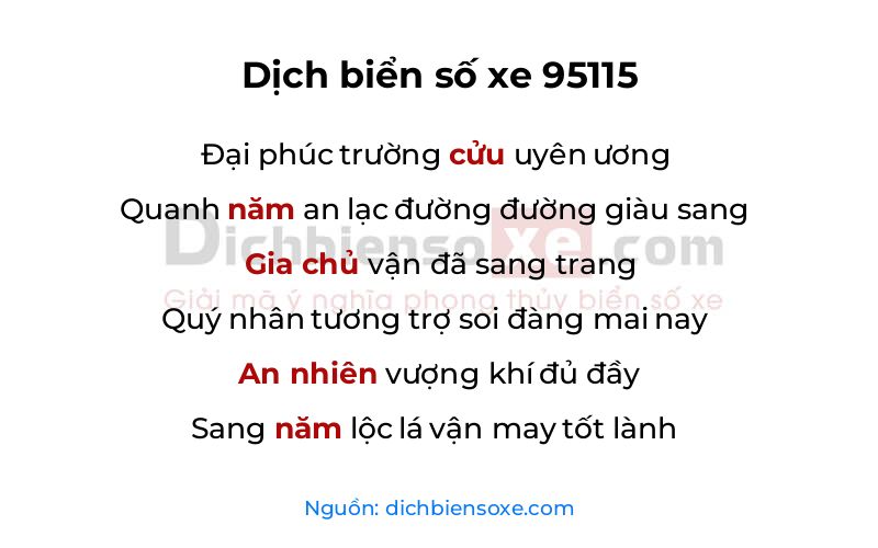 Dịch thơ biển số 95115