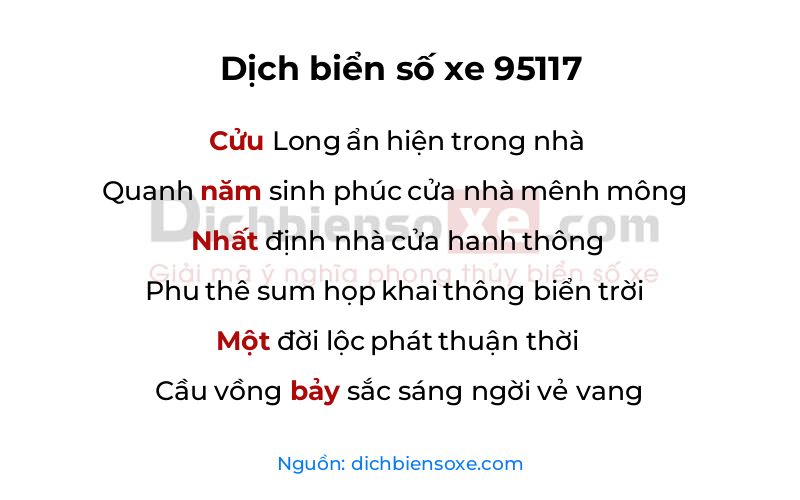 Dịch thơ biển số 95117