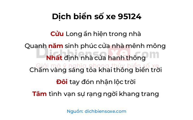 Dịch thơ biển số 95124