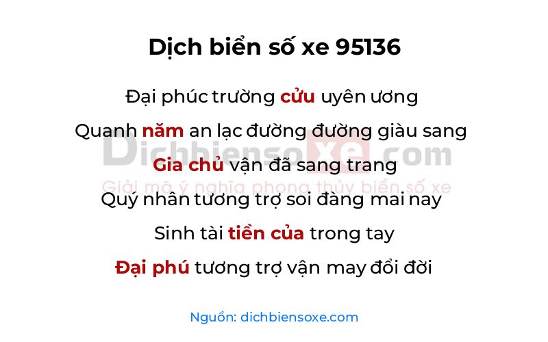 Dịch thơ biển số 95136