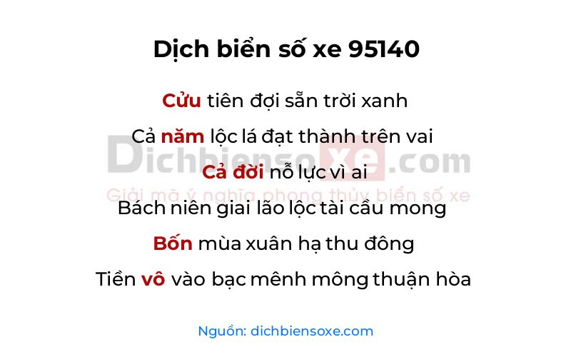 Dịch thơ biển số 95140
