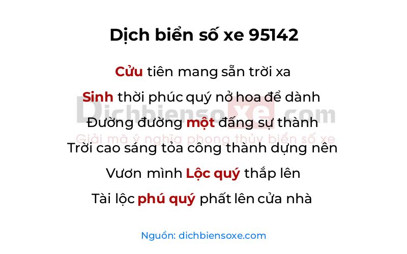 Dịch thơ biển số 95142