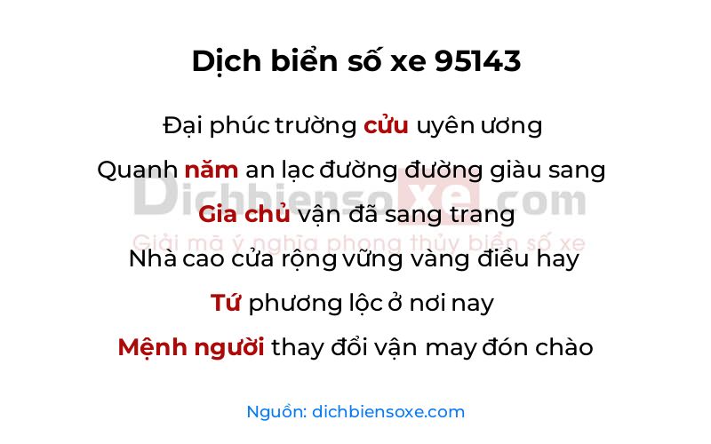 Dịch thơ biển số 95143