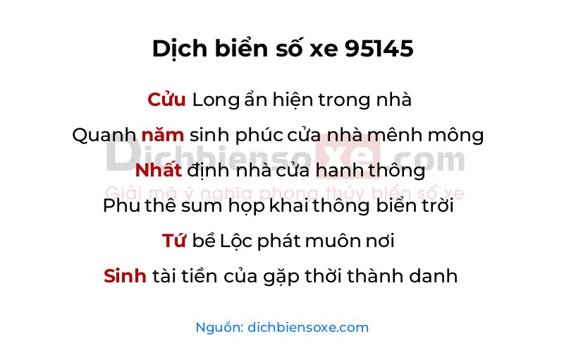 Dịch thơ biển số 95145
