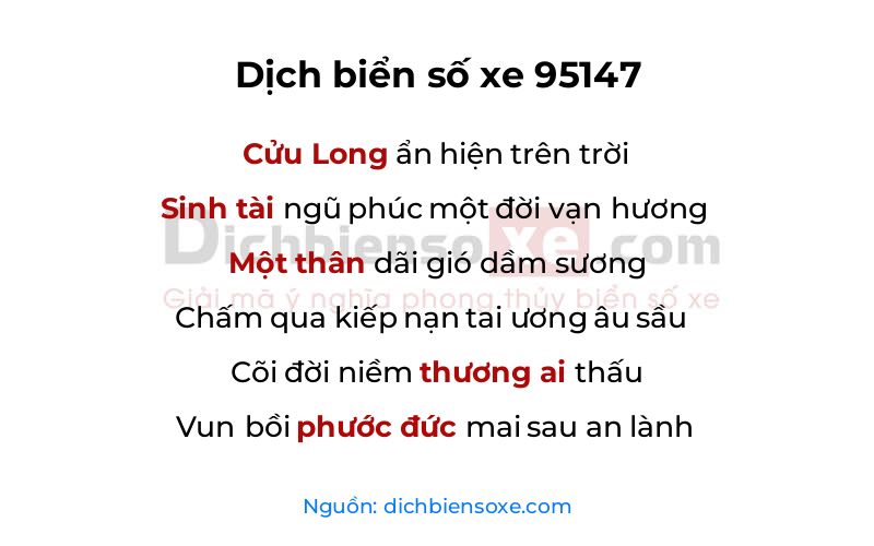 Dịch thơ biển số 95147